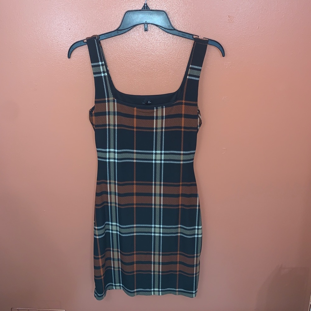 Black orange & white plaid dress